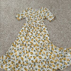 Chicwish Lemon Pattern Wrap Dress